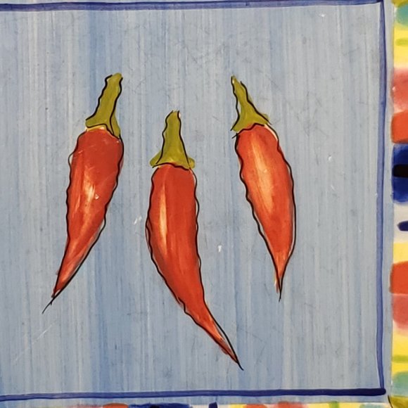 Certified International "Serape" Pattern Ceramic Tile Trivet - Chili Peppers - Picture 2 of 7